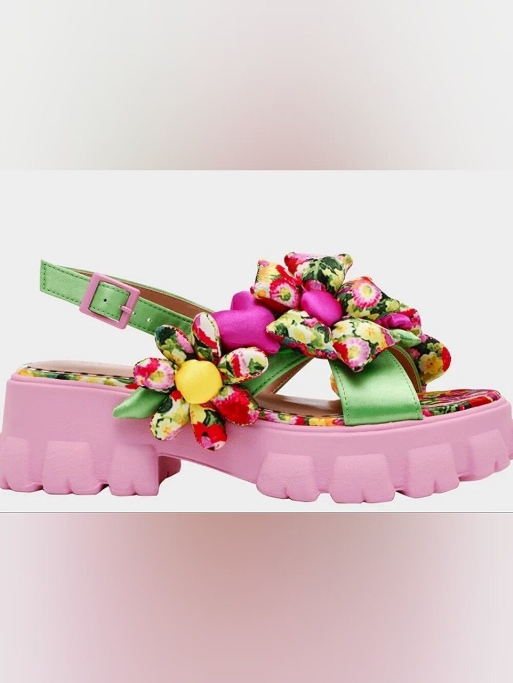 Betsy Johnson Jeromy Floral Platform Sandal Sz 8.5 Green Floral Multi Color